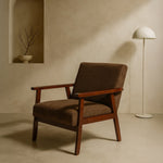 Sarria Mid-century Upholstered Armchair (Tierra Brown Fabric) – Scandinavian Style 1 Seater Sofa - Marcel Olsen