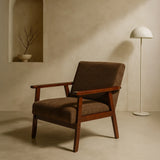 Sarria Mid-century Upholstered Armchair (Tierra Brown Fabric) – Scandinavian Style 1 Seater Sofa - Marcel Olsen