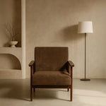 Sarria Mid-century Upholstered Armchair (Tierra Brown Fabric) – Scandinavian Style 1 Seater Sofa - Marcel Olsen