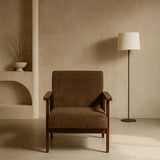 Sarria Mid-century Upholstered Armchair (Tierra Brown Fabric) – Scandinavian Style 1 Seater Sofa - Marcel Olsen