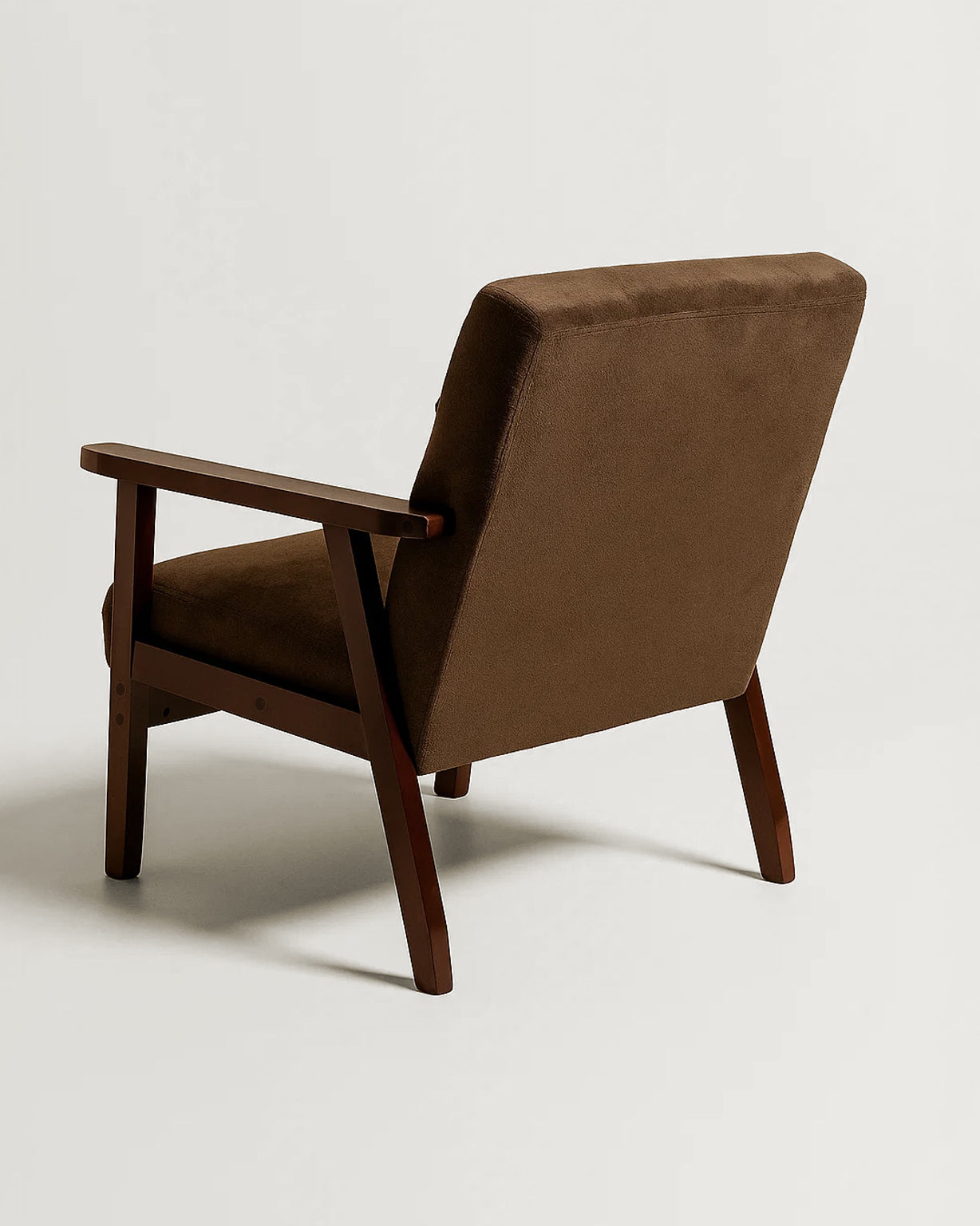 Sarria Mid-century Upholstered Armchair (Tierra Brown Fabric) – Scandinavian Style 1 Seater Sofa - Marcel Olsen