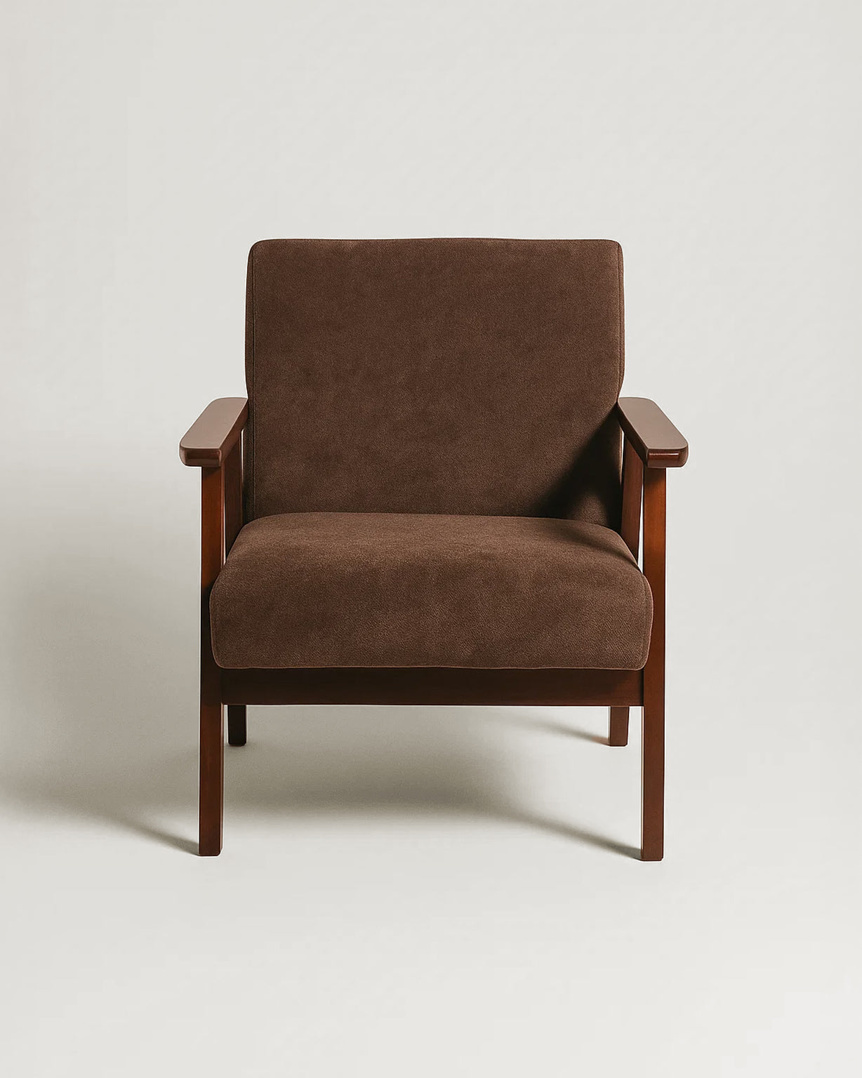 Sarria Mid-century Upholstered Armchair (Tierra Brown Fabric) – Scandinavian Style 1 Seater Sofa - Marcel Olsen