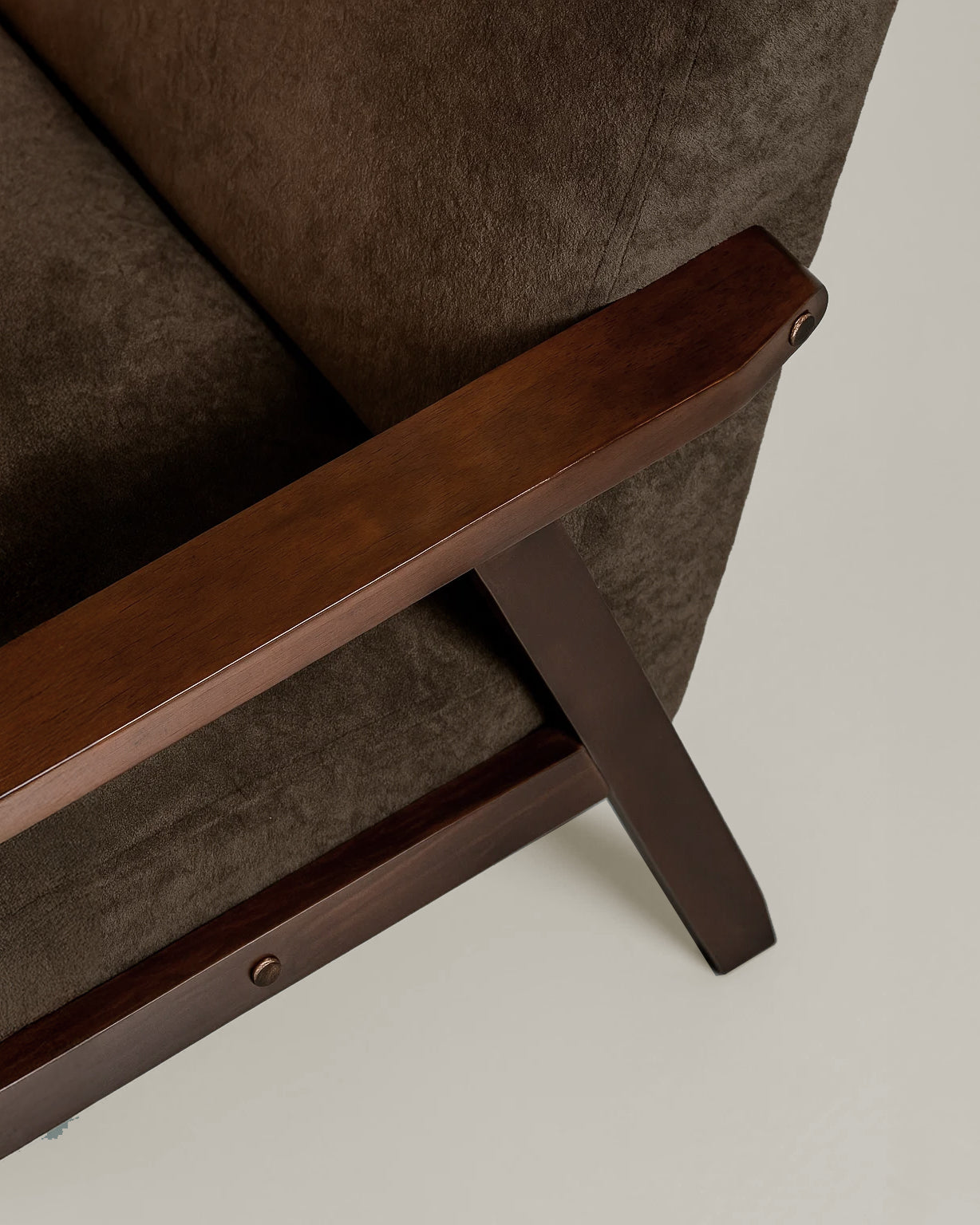 Sarria Mid-century Upholstered Armchair (Tierra Brown Fabric) – Scandinavian Style 1 Seater Sofa - Marcel Olsen