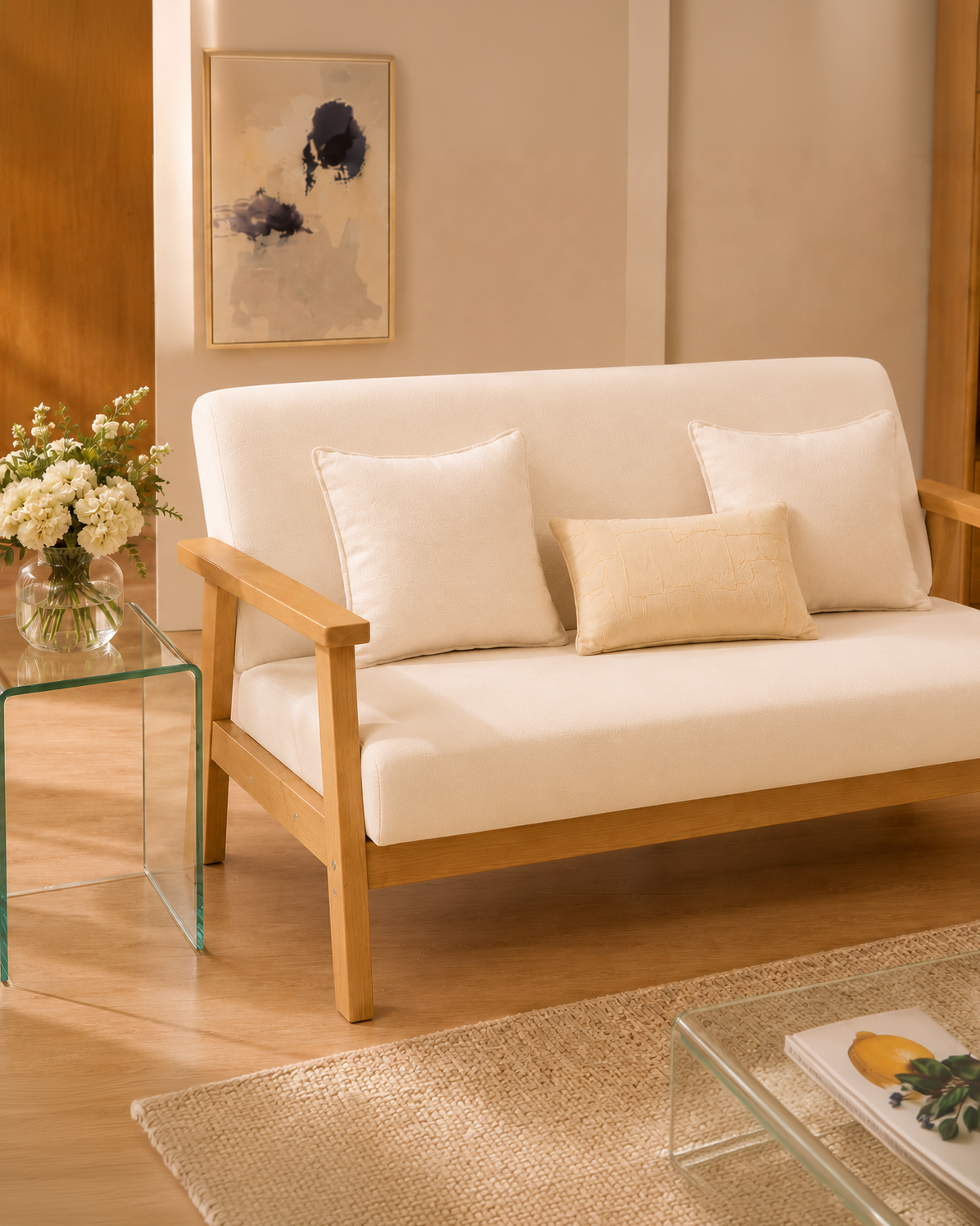 Sarria Mid-century Upholstered Sofa (Arena Beige Fabric) – Outlet - Marcel Olsen