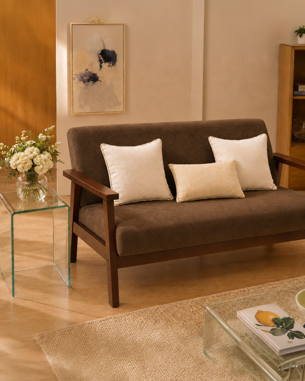 Sarria Mid-century Upholstered Sofa (Tierra Brown Fabric) – Outlet - Marcel Olsen