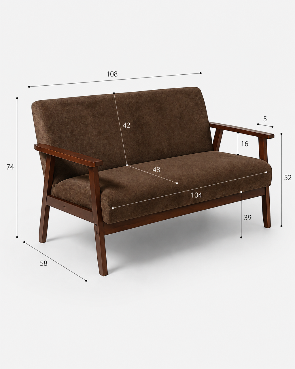 Sarria Mid-century Upholstered Sofa (Tierra Brown Fabric) – Imperfect (Minor Cosmetic Marks) - Marcel Olsen