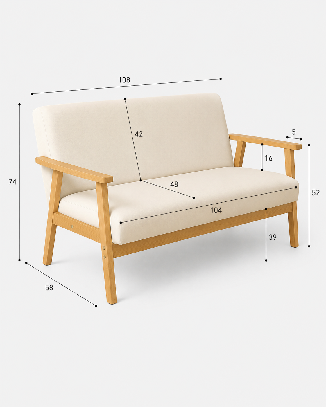 Sarria Mid-century Upholstered Sofa (Arena Beige Fabric) – Outlet - Marcel Olsen
