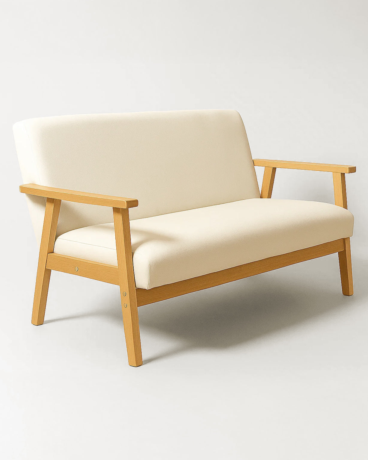 Sarria Mid-century Upholstered Sofa (Arena Beige Fabric) – Scandinavian Style 2 Seater Sofa - Marcel Olsen