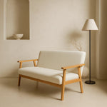Sarria Mid-century Upholstered Sofa (Arena Beige Fabric) – Scandinavian Style 2 Seater Sofa - Marcel Olsen