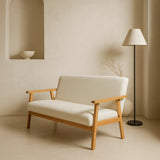 Sarria Mid-century Upholstered Sofa (Arena Beige Fabric) – Scandinavian Style 2 Seater Sofa - Marcel Olsen