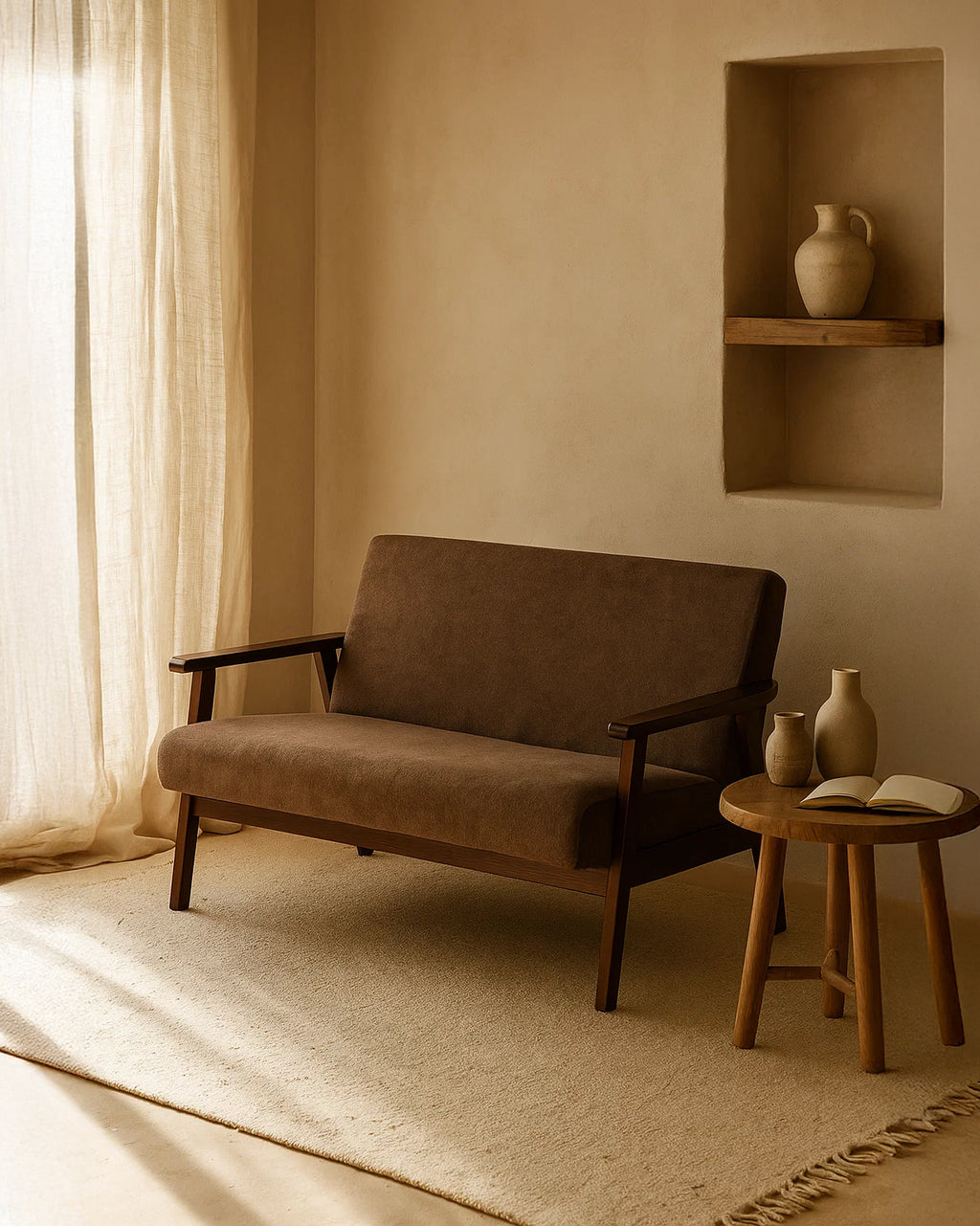 Sarria Mid-century Upholstered Sofa (Tierra Brown Fabric) – Imperfect (Minor Cosmetic Marks) - Marcel Olsen