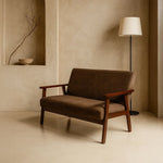 Sarria Mid-century Upholstered Sofa (Tierra Brown Fabric) – Scandinavian Style 2 Seater Sofa - Marcel Olsen
