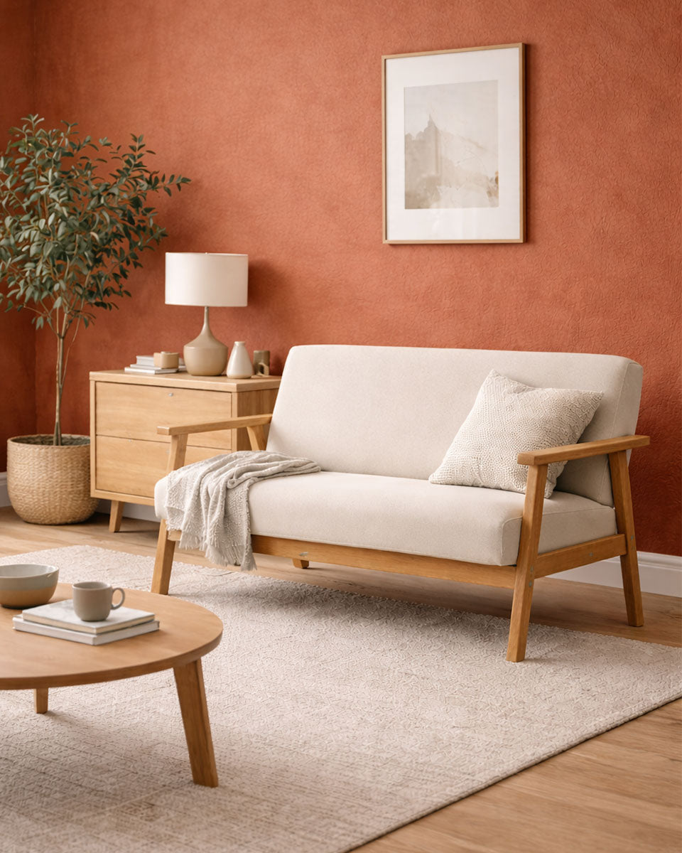 Sarria Mid-century Upholstered Sofa (Arena Beige Fabric) – Outlet - Marcel Olsen