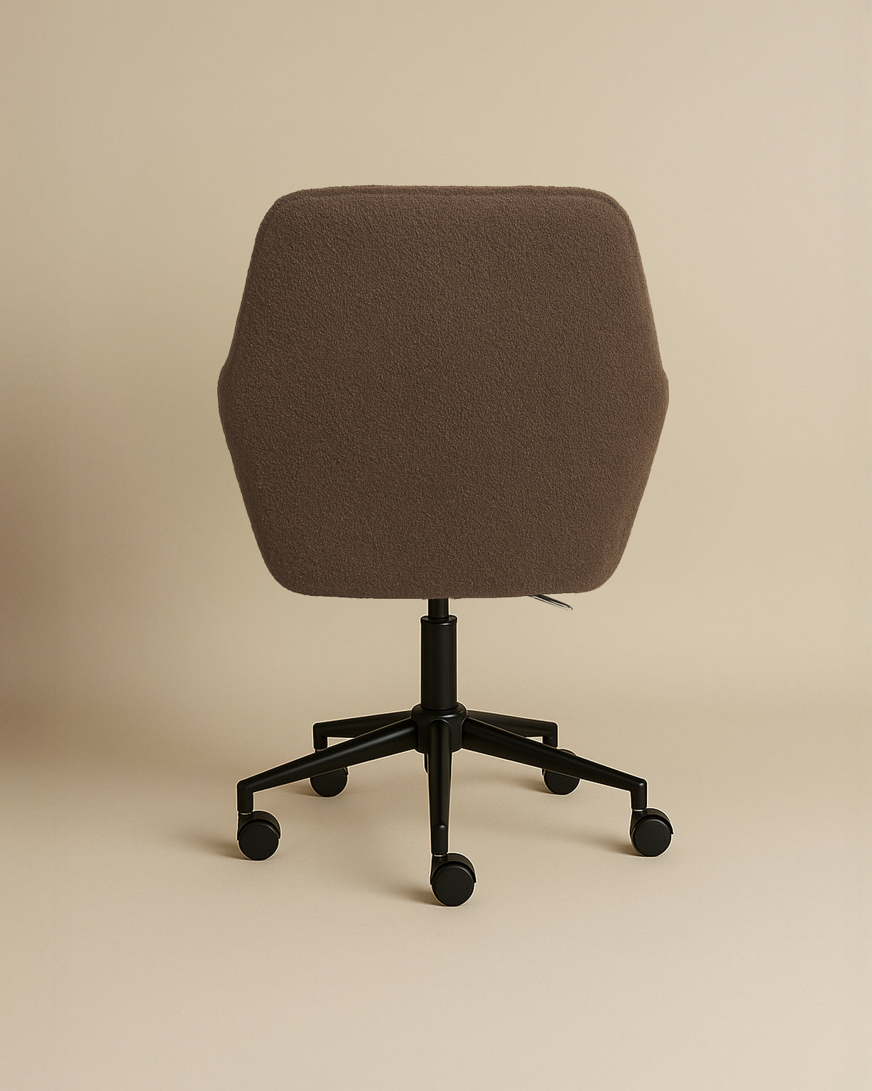 Sheepskin Upholstered Desk Chair (Smoked Oak Brown Bouclé) – Modern Home Office Swivel Chair - Marcel Olsen