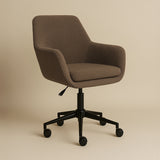 Sheepskin Upholstered Desk Chair (Smoked Oak Brown Bouclé) – Modern Home Office Swivel Chair - Marcel Olsen