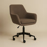 Sheepskin Upholstered Desk Chair (Smoked Oak Brown Bouclé) – Modern Home Office Swivel Chair - Marcel Olsen