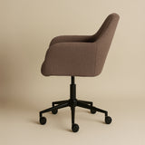 Sheepskin Upholstered Desk Chair (Smoked Oak Brown Bouclé) – Modern Home Office Swivel Chair - Marcel Olsen