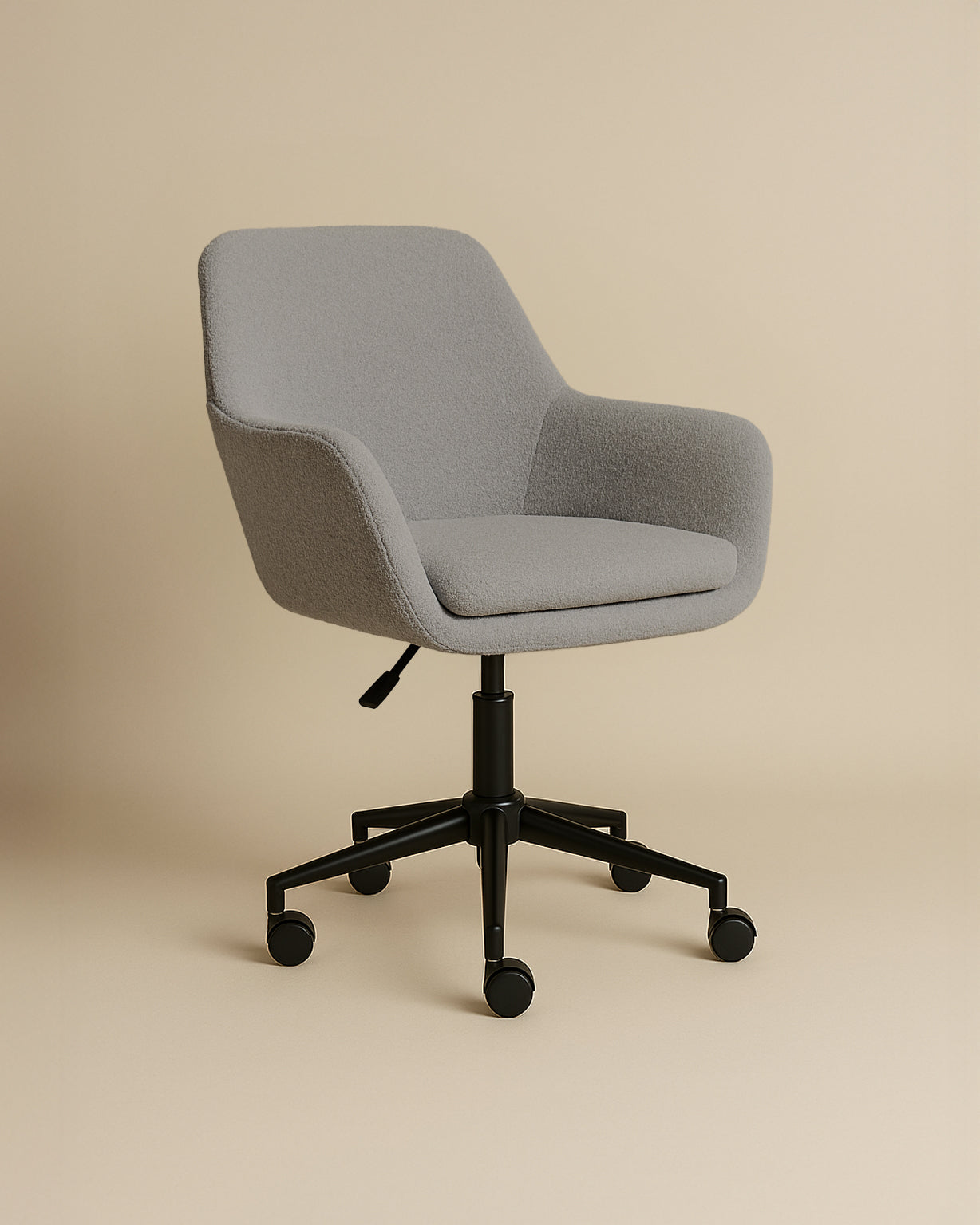 Sheepskin Upholstered Desk Chair (Troender Grey Bouclé) – Modern Home Office Swivel Chair - Marcel Olsen