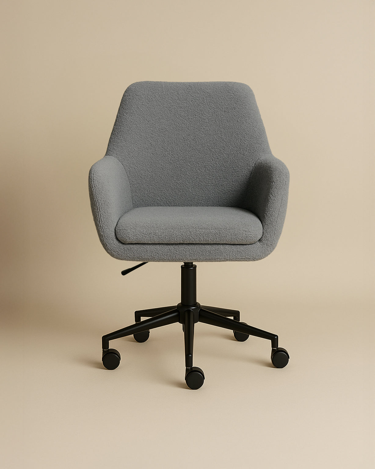 Sheepskin Upholstered Desk Chair (Troender Grey Bouclé) – Modern Home Office Swivel Chair - Marcel Olsen
