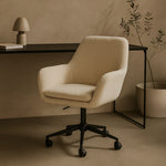 Sheepskin Upholstered Desk Chair (Sahara Beige Bouclé) – Modern Home Office Swivel Chair - Marcel Olsen
