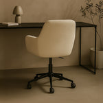 Sheepskin Upholstered Desk Chair (Sahara Beige Bouclé) – Modern Home Office Swivel Chair - Marcel Olsen