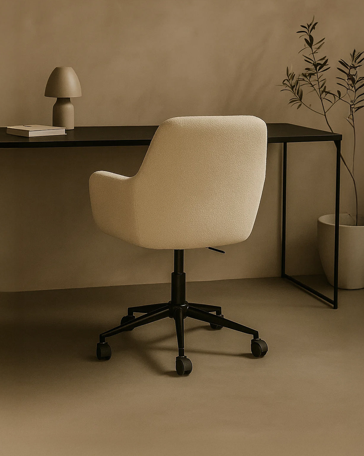 Sheepskin Upholstered Desk Chair (Sahara Beige Bouclé) – Outlet - Marcel Olsen