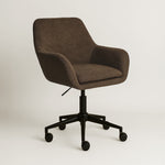 Sheepskin Upholstered Desk Chair (Smoked Oak Brown Bouclé) – Modern Home Office Swivel Chair - Marcel Olsen