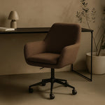 Sheepskin Upholstered Desk Chair (Smoked Oak Brown Bouclé) – Modern Home Office Swivel Chair - Marcel Olsen
