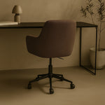 Sheepskin Upholstered Desk Chair (Smoked Oak Brown Bouclé) – Modern Home Office Swivel Chair - Marcel Olsen