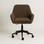Sheepskin Upholstered Desk Chair (Smoked Oak Brown Bouclé) – Modern Home Office Swivel Chair - Marcel Olsen