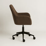 Sheepskin Upholstered Desk Chair (Smoked Oak Brown Bouclé) – Modern Home Office Swivel Chair - Marcel Olsen