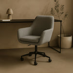Sheepskin Upholstered Desk Chair (Troender Grey Bouclé) – Modern Home Office Swivel Chair - Marcel Olsen