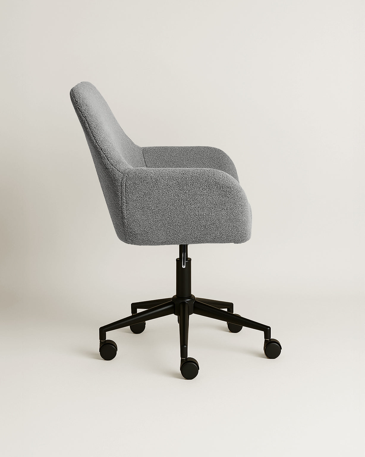 Sheepskin Upholstered Desk Chair (Troender Grey Bouclé) – Modern Home Office Swivel Chair - Marcel Olsen