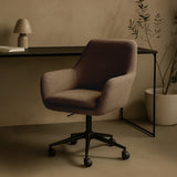 Sheepskin Upholstered Desk Chair (Smoked Oak Brown Bouclé) – Modern Home Office Swivel Chair - Marcel Olsen