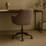 Sheepskin Upholstered Desk Chair (Smoked Oak Brown Bouclé) – Modern Home Office Swivel Chair - Marcel Olsen