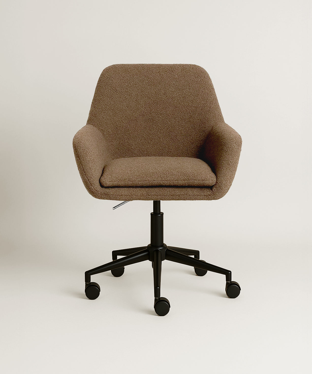 Sheepskin Upholstered Desk Chair (Smoked Oak Brown Bouclé) – Modern Home Office Swivel Chair - Marcel Olsen
