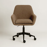 Sheepskin Upholstered Desk Chair (Smoked Oak Brown Bouclé) – Modern Home Office Swivel Chair - Marcel Olsen