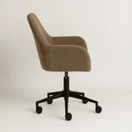 Sheepskin Upholstered Desk Chair (Smoked Oak Brown Bouclé) – Modern Home Office Swivel Chair - Marcel Olsen