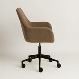 Sheepskin Upholstered Desk Chair (Smoked Oak Brown Bouclé) – Modern Home Office Swivel Chair - Marcel Olsen