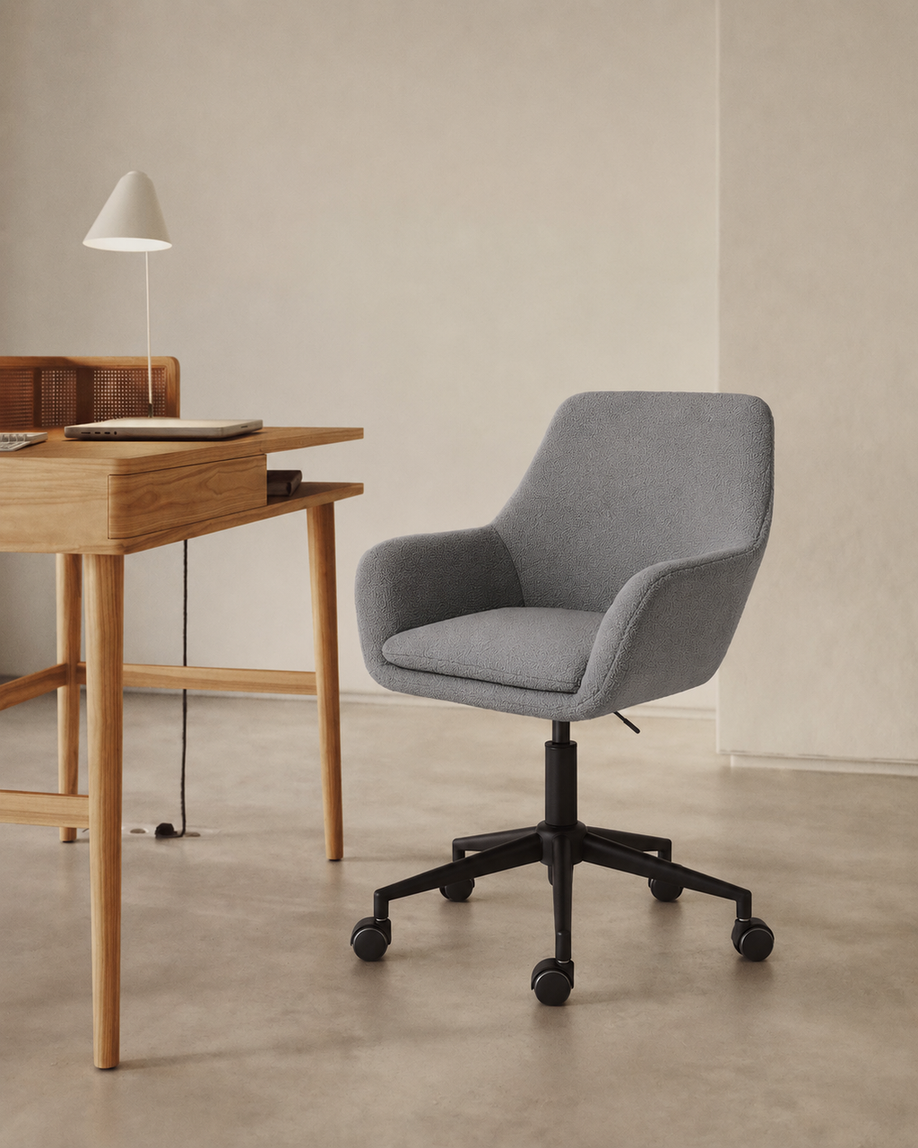 Sheepskin Upholstered Desk Chair (Oat Bouclé) – Outlet - Marcel Olsen
