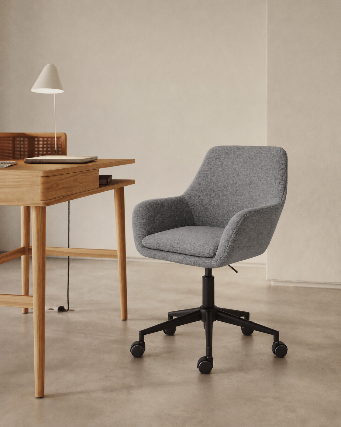 Sheepskin Upholstered Desk Chair (Oat Bouclé) – Outlet - Marcel Olsen