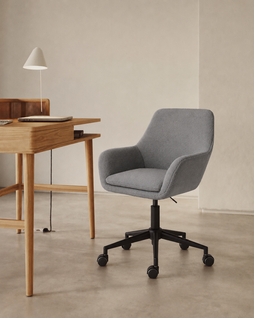 Bouclé Upholstered Desk Chair (Soft Pebble) – Outlet - Marcel Olsen