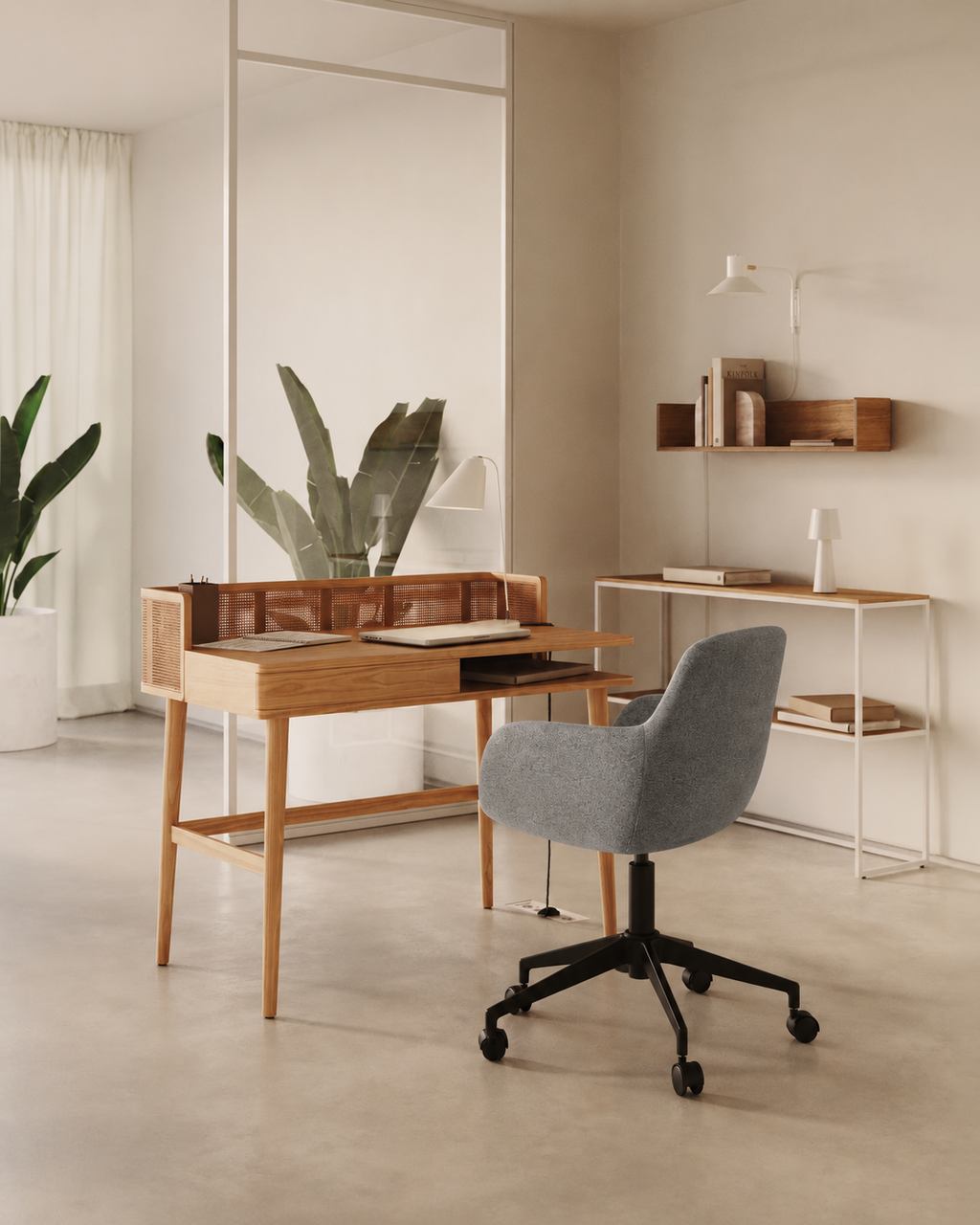 Sheepskin Upholstered Desk Chair (Oat Bouclé) – Outlet - Marcel Olsen
