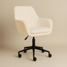 Sheepskin Upholstered Desk Chair (Sahara Beige Bouclé) – Modern Home Office Swivel Chair - Marcel Olsen