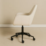Sheepskin Upholstered Desk Chair (Sahara Beige Bouclé) – Modern Home Office Swivel Chair - Marcel Olsen