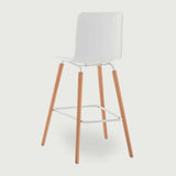 Casco Modern Bar Stool (Arctic White) – Scandinavian Style Shell Stool with Wooden Legs (66cm) - Marcel Olsen