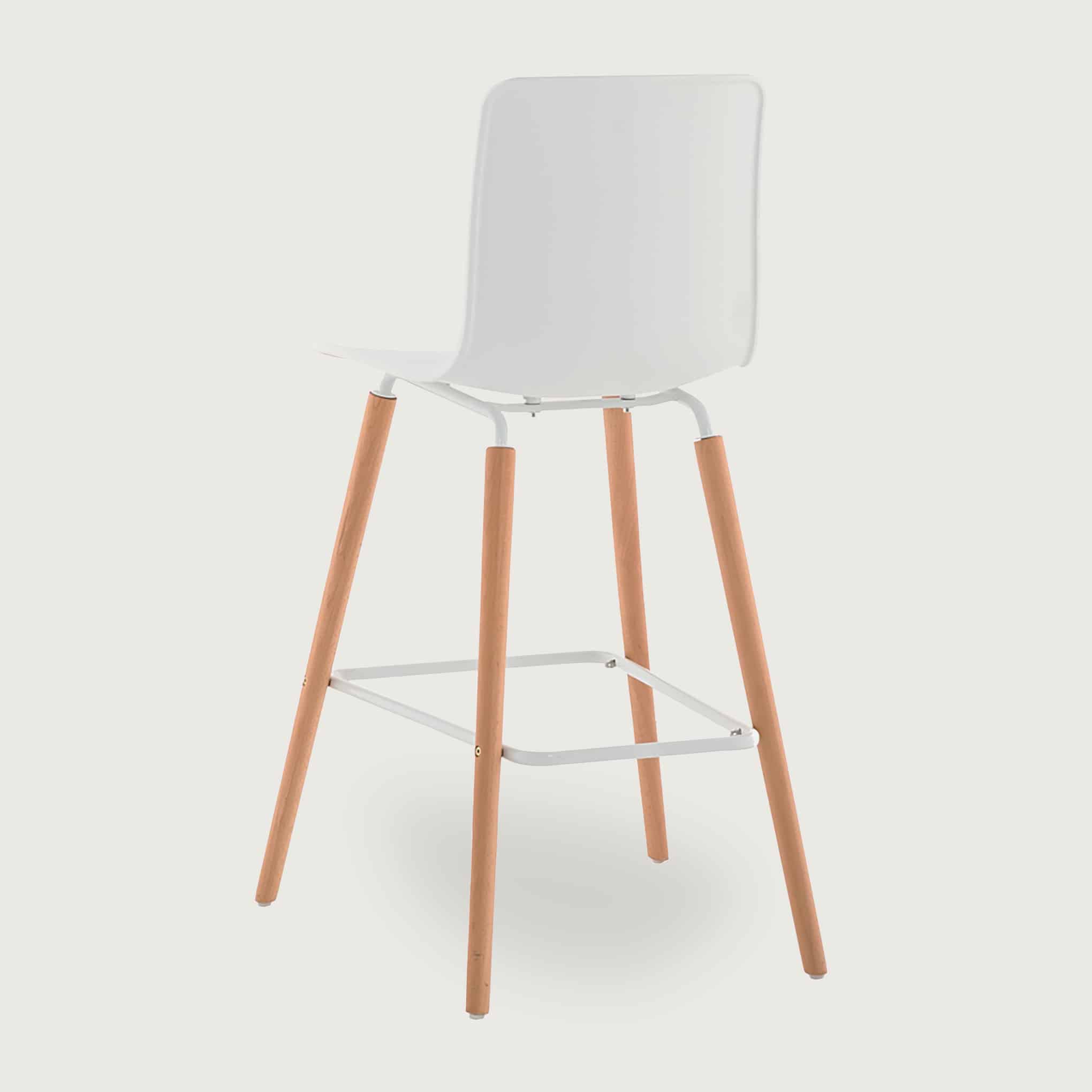 Casco Modern Bar Stool (Arctic White) – Scandinavian Style Shell Stool with Wooden Legs (66cm) - Marcel Olsen