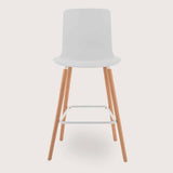 Casco Modern Bar Stool (Arctic White) – Scandinavian Style Shell Stool with Wooden Legs (66cm) - Marcel Olsen