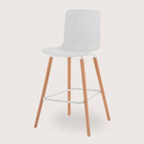 Casco Modern Bar Stool (Arctic White) – Scandinavian Style Shell Stool with Wooden Legs (66cm) - Marcel Olsen