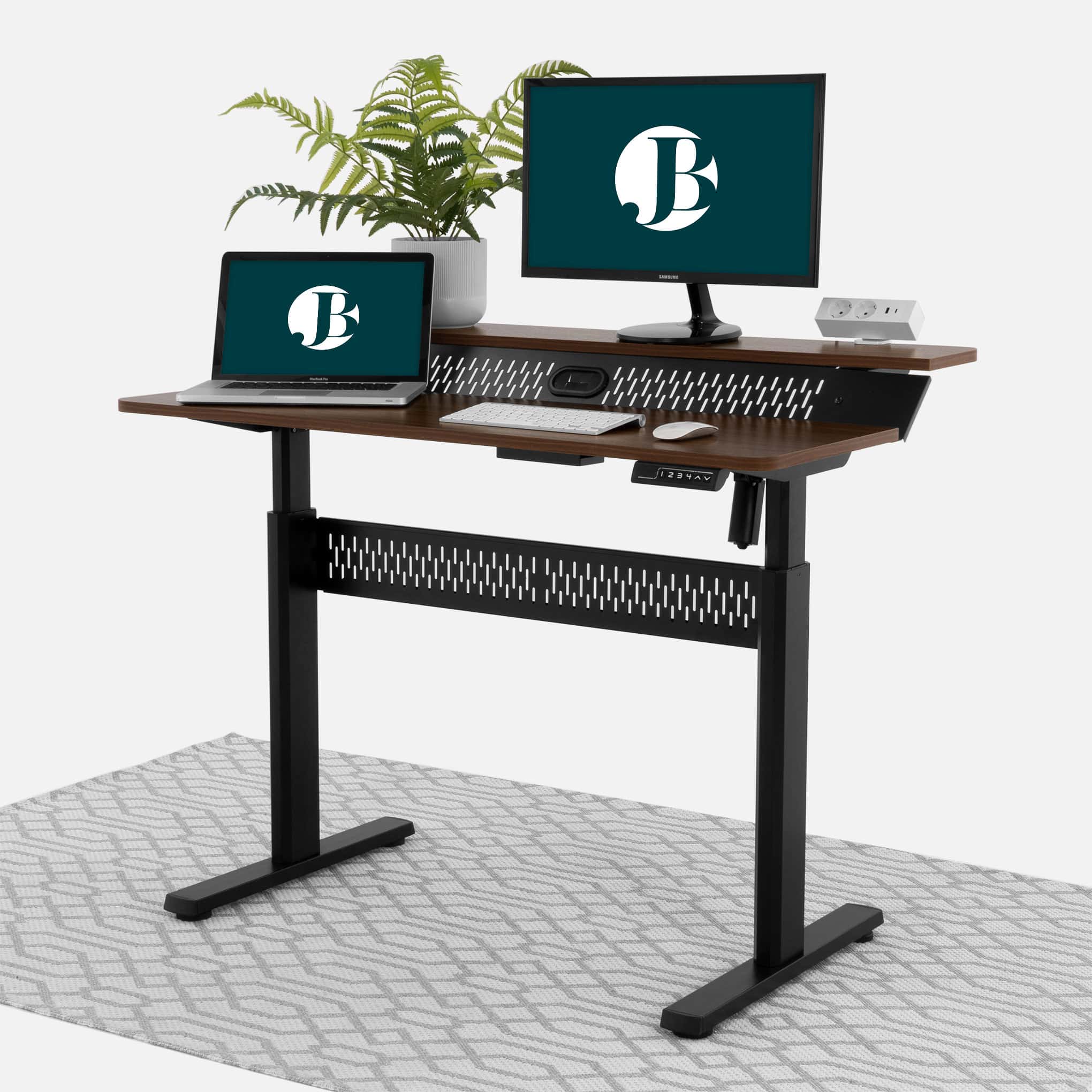 Electric Standing Desk (Walnut, 120cm) | Two Tier, Sit-Stand Desk Electric Standing Desk    - Jacob Bek